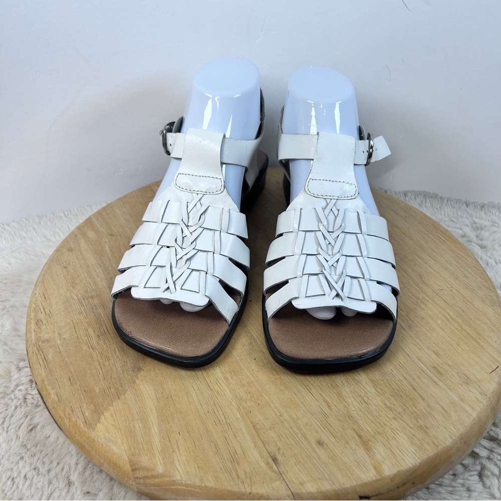Faded Glory White Sandals With Woven Design